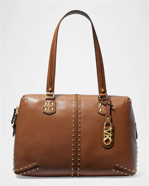 michael kors astor studded embossed leather tote|astor leather tote bag.